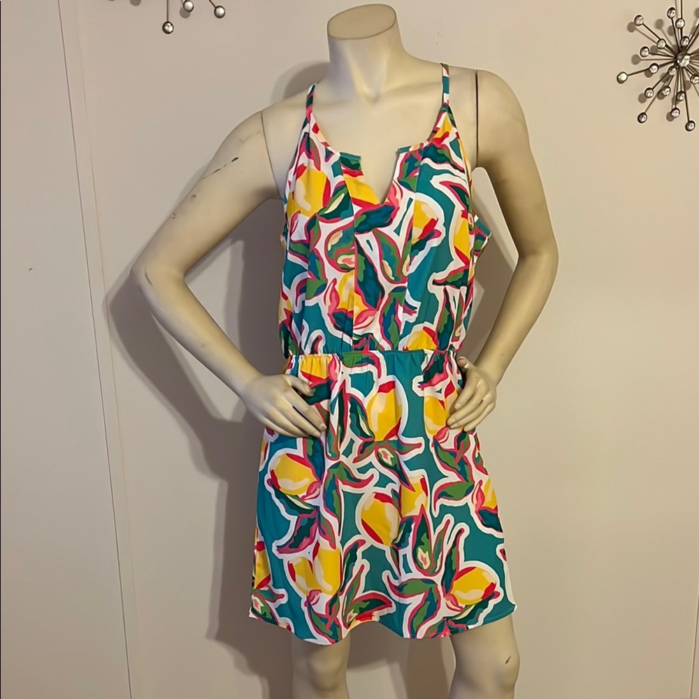 Blue and Yellow Spaghetti Strap Sundress